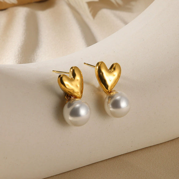 Wholesale Earrings Imitation Pearl Stainless Steel French Retro Bow Shape Electroplated For Women