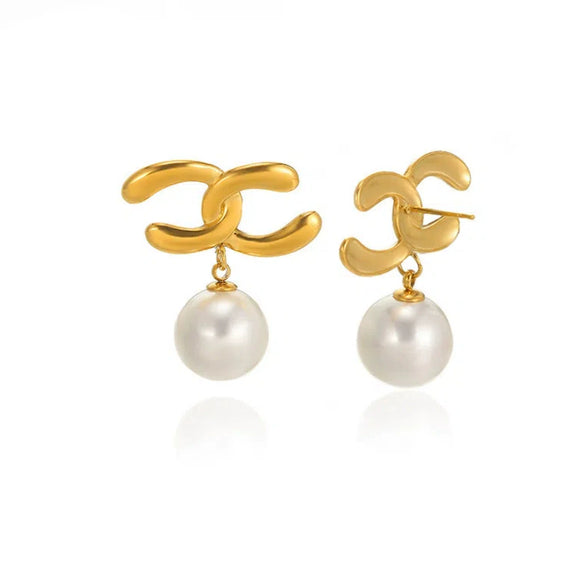 Wholesale Earrings Imitation Pearl Stainless Steel French Retro Bow Shape Electroplated For Women