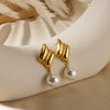 Wholesale Earrings Imitation Pearl Stainless Steel French Retro Bow Shape Electroplated For Women