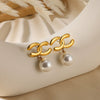 Wholesale Earrings Imitation Pearl Stainless Steel French Retro Bow Shape Electroplated For Women