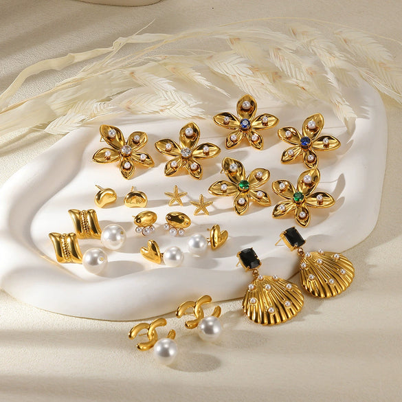 Wholesale Earrings Imitation Pearl Stainless Steel French Retro Bow Shape Electroplated For Women