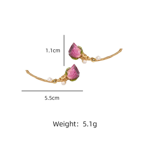 Wholesale Earrings Imitation Pearls Flower Shape Electroplating Design