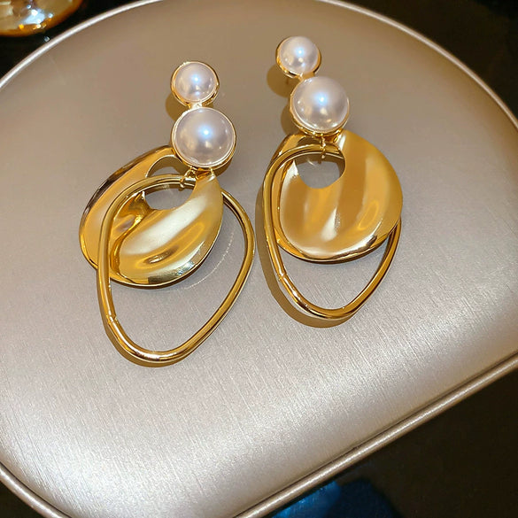 Wholesale Earrings Imitation Pearls Geometric Electroplating