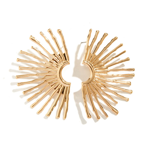 Wholesale Earrings Iron Geometric Punk Style Fanshaped Electroplated For Women