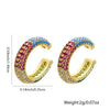 Wholesale Earrings Light Luxury Copper Ushaped Zircon Plated Gold