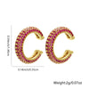 Wholesale Earrings Light Luxury Copper Ushaped Zircon Plated Gold