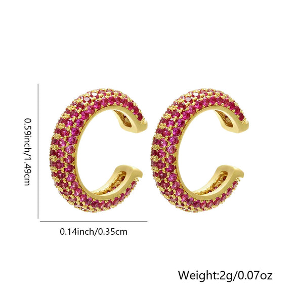 Wholesale Earrings Light Luxury Copper Ushaped Zircon Plated Gold