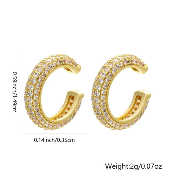 Wholesale Earrings Light Luxury Copper Ushaped Zircon Plated Gold