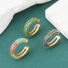 Wholesale Earrings Light Luxury Copper Ushaped Zircon Plated Gold