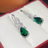 Wholesale Earrings Luxury Fashion Emerald Zircon Copper Water Drop Pearshaped