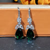 Wholesale Earrings Luxury Fashion Emerald Zircon Copper Water Drop Pearshaped