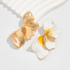 Wholesale Earrings Metal Geometric Flower Dripping Oil Pink Petal Women's