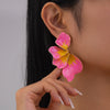 Wholesale Earrings Metal Geometric Flower Dripping Oil Pink Petal Women's