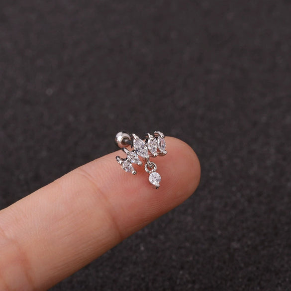 Wholesale Earrings Metal Inlaid Zircon Crown Style Stainless Steel