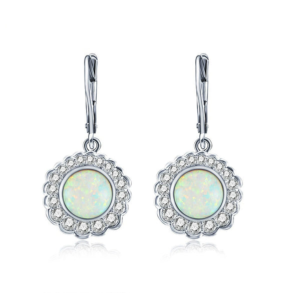 Wholesale Earrings Metal Opal Zircon Geometric Gold Plated