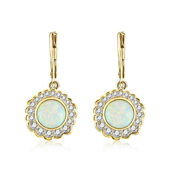 Wholesale Earrings Metal Opal Zircon Geometric Gold Plated