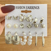Wholesale Earrings Mixed Materials Geometric Inlaid Pearl Sweet Style For Women