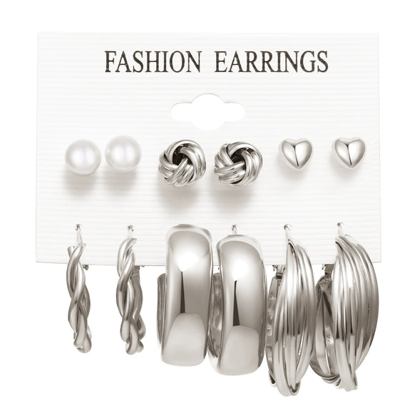 Wholesale Earrings Mixed Materials Geometric Inlaid Pearl Sweet Style For Women