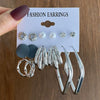 Wholesale Earrings Mixed Materials Geometric Inlaid Pearl Sweet Style For Women