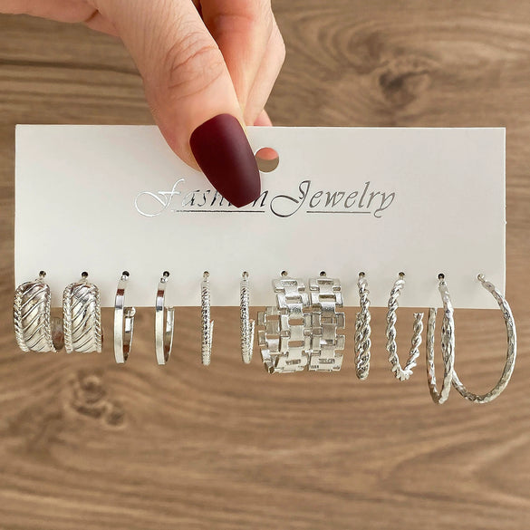 Wholesale Earrings Mixed Materials Geometric Inlaid Pearl Sweet Style For Women