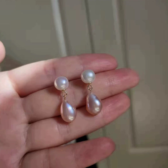 Wholesale Earrings Natural Freshwater Pearl 925 Silver Needle 14K Gold Plated Baroque Special Shape