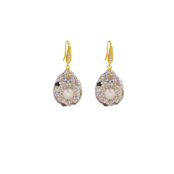 Wholesale Earrings Natural Pearl Baroque Tourmaline Colorful Retro Medieval Style Electroplating