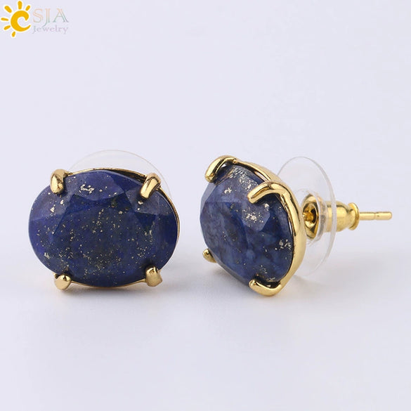 Wholesale Earrings Natural Stone Alloy Accessories Gold Plated Minimalist Style