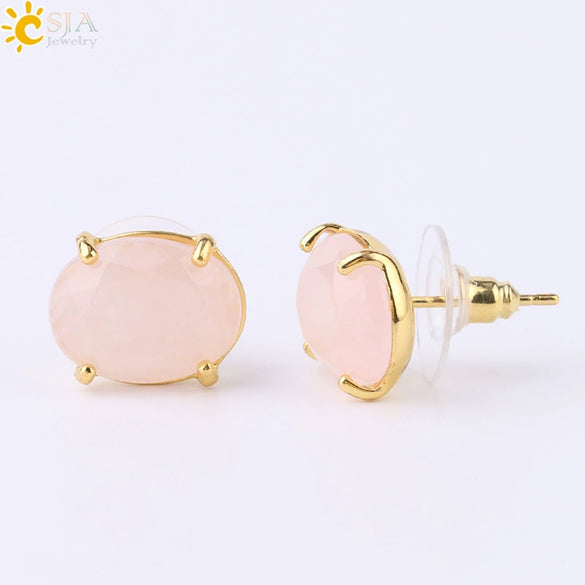 Wholesale Earrings Natural Stone Alloy Accessories Gold Plated Minimalist Style