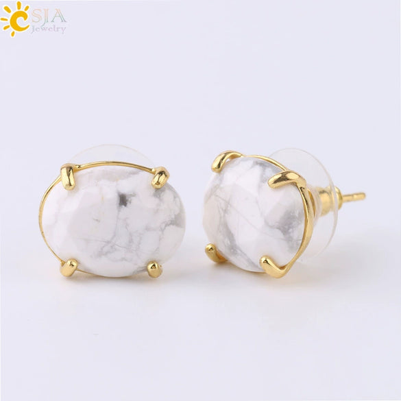 Wholesale Earrings Natural Stone Alloy Accessories Gold Plated Minimalist Style