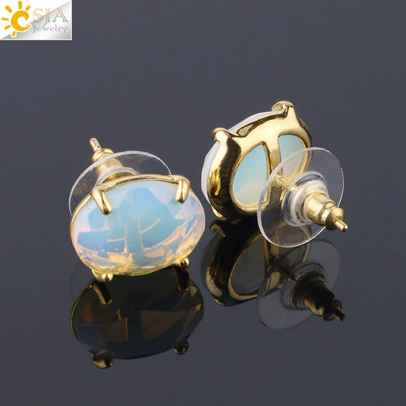 Wholesale Earrings Natural Stone Alloy Accessories Gold Plated Minimalist Style