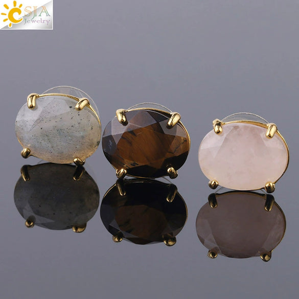 Wholesale Earrings Natural Stone Alloy Accessories Gold Plated Minimalist Style