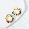 Wholesale Earrings Natural Stone Beaded Cshaped Copper Gold Plated 925 Silver Needle Geometric Style