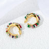 Wholesale Earrings Natural Stone Beaded Cshaped Copper Gold Plated 925 Silver Needle Geometric Style