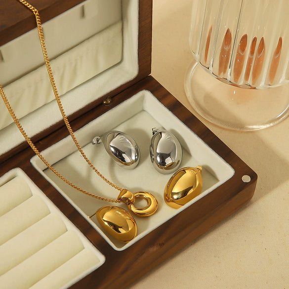 Wholesale Earrings Oval Stainless Steel Geometric Electroplated For Women