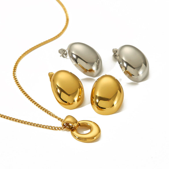 Wholesale Earrings Oval Stainless Steel Geometric Electroplated For Women
