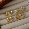 Wholesale Earrings Pearl Love Flower Copper Gold Plated Heart Shape Minimalist Style