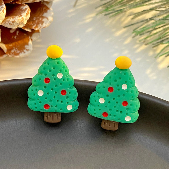 Wholesale Earrings Plastic Resin Cartoon Christmas Tree Bell Gloves Boots Elk Electroplated Women's