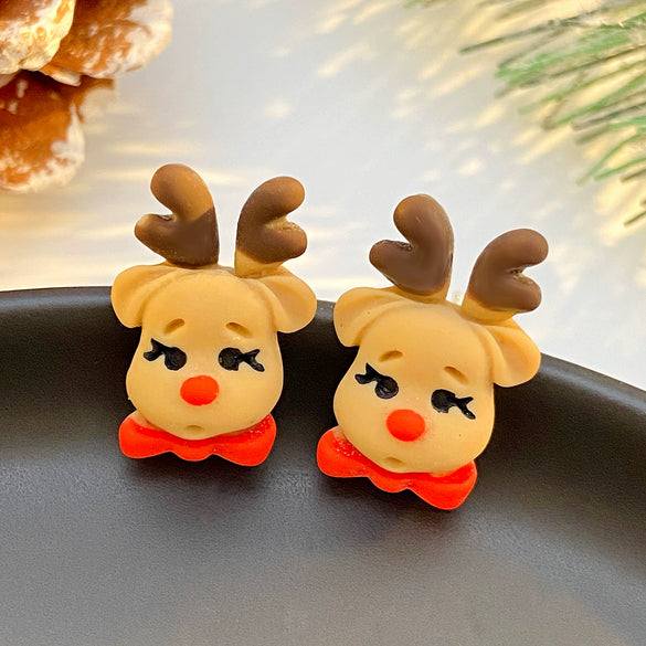 Wholesale Earrings Plastic Resin Cartoon Christmas Tree Bell Gloves Boots Elk Electroplated Women's