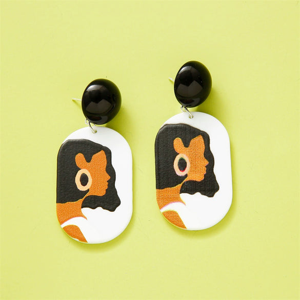 Wholesale Earrings Plastic Resin Geometric 3D Printing Oil Painting Style Electroplating