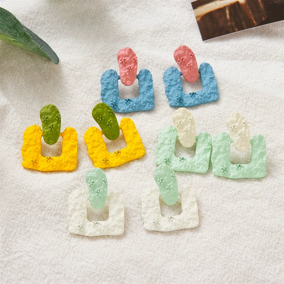 Wholesale Earrings Plastic Resin Geometric 3D Printing Oil Painting Style Electroplating