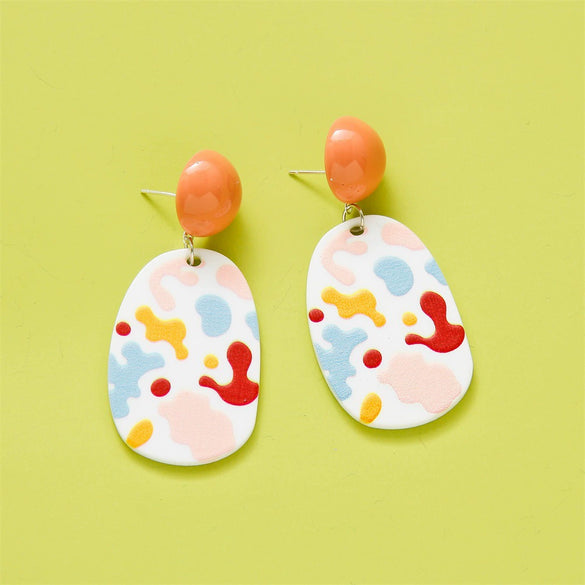 Wholesale Earrings Plastic Resin Geometric 3D Printing Oil Painting Style Electroplating