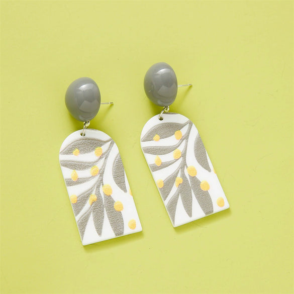Wholesale Earrings Plastic Resin Geometric 3D Printing Oil Painting Style Electroplating