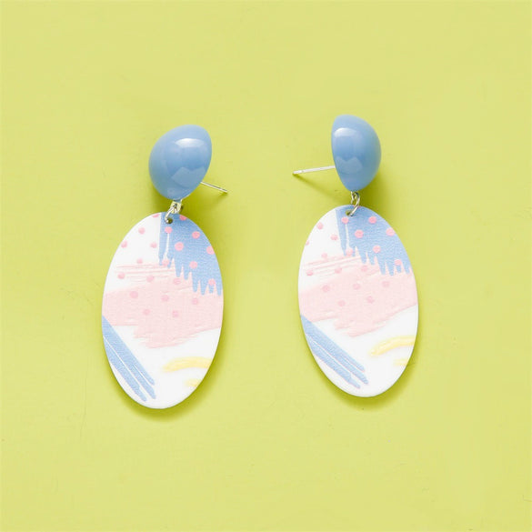 Wholesale Earrings Plastic Resin Geometric 3D Printing Oil Painting Style Electroplating