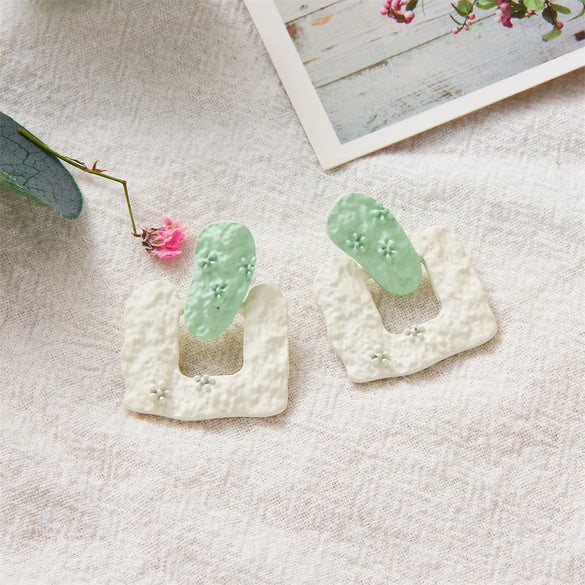 Wholesale Earrings Plastic Resin Geometric 3D Printing Oil Painting Style Electroplating