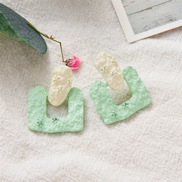 Wholesale Earrings Plastic Resin Geometric 3D Printing Oil Painting Style Electroplating