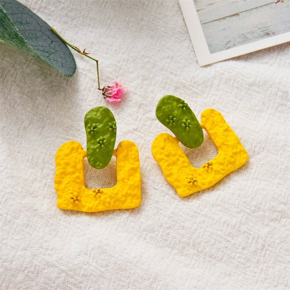 Wholesale Earrings Plastic Resin Geometric 3D Printing Oil Painting Style Electroplating