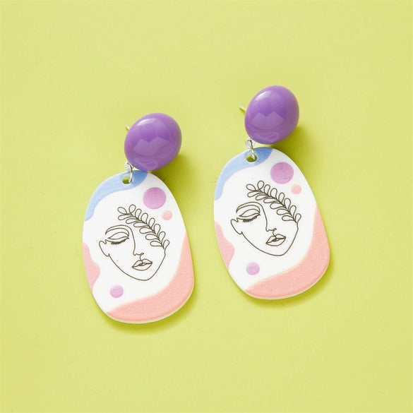 Wholesale Earrings Plastic Resin Geometric 3D Printing Oil Painting Style Electroplating