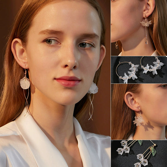 Wholesale Earrings Resin Flower Style Electroplating For Women