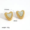 Wholesale Earrings Resin Stainless Steel Heart Shape 18K Gold Plated For Women Highend Style