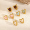 Wholesale Earrings Resin Stainless Steel Heart Shape 18K Gold Plated For Women Highend Style